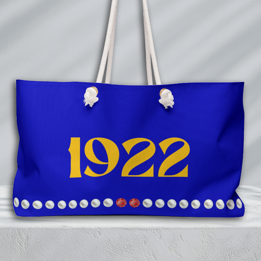 Pearls and Rubies 1922 Weekend Travel Bag | Blue and Gold