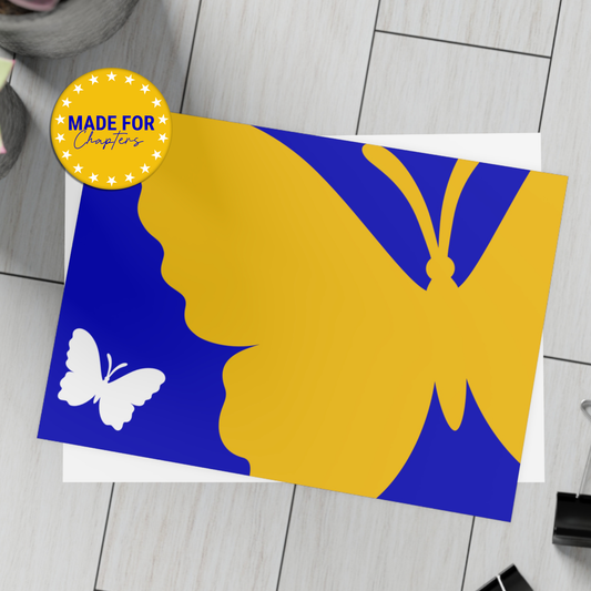 Butterflies Folded Greeting Card | Bulk Pack | Blue and Gold