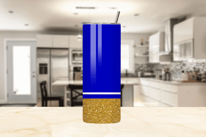 Faux Glitter Poodle Icon Stainless Steel Tumbler | Blue and Gold