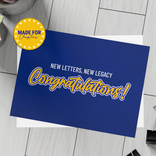 New Letters, New Legacy – Folded Greeting Card | Bulk Pack | Blue and Gold