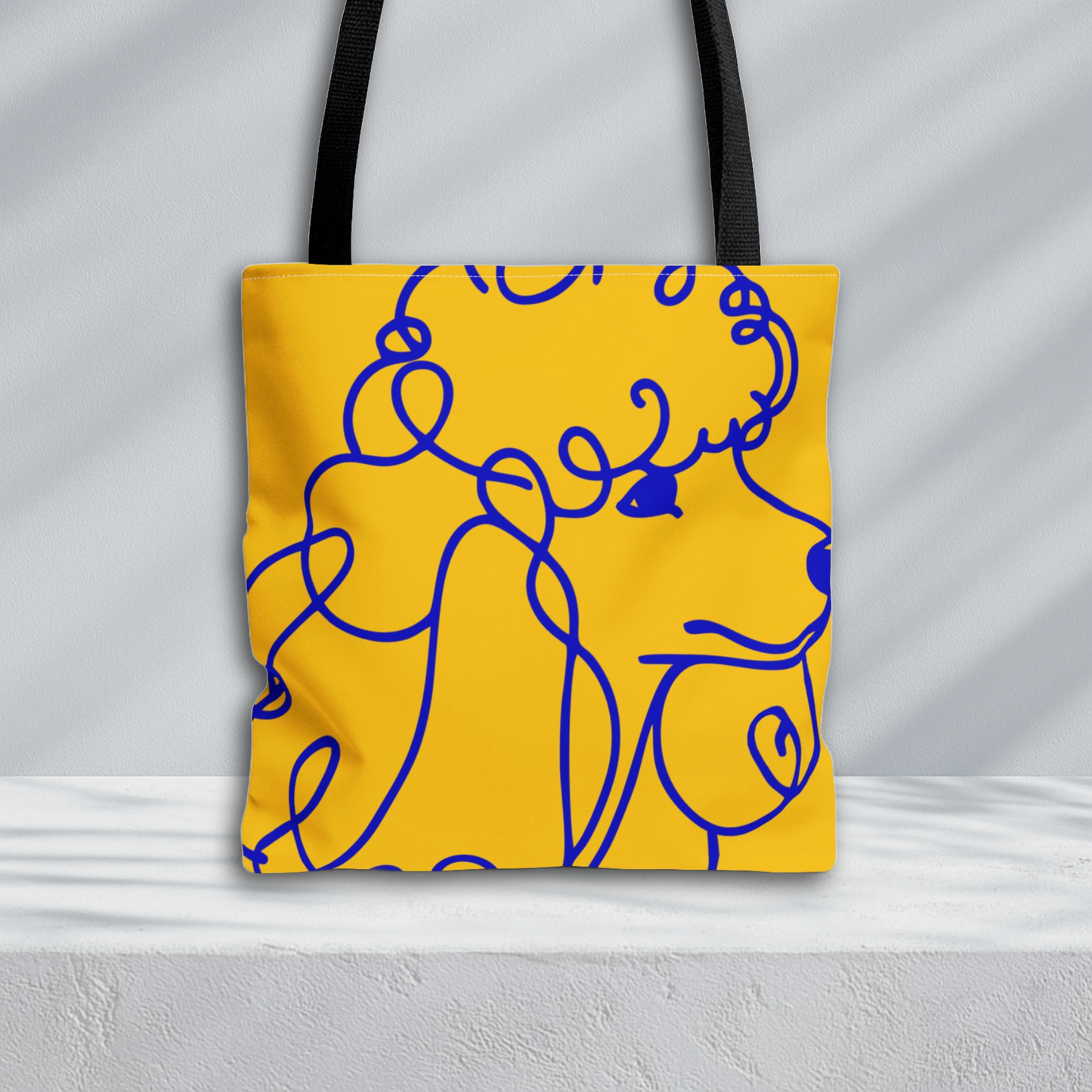 Poodle Line Art Tote Bag | Royal Blue