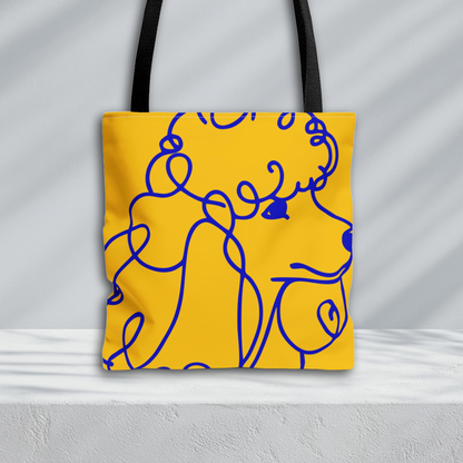 Poodle Line Art Tote Bag | Royal Blue