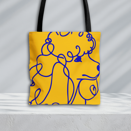 Poodle Line Art Tote Bag | Royal Blue