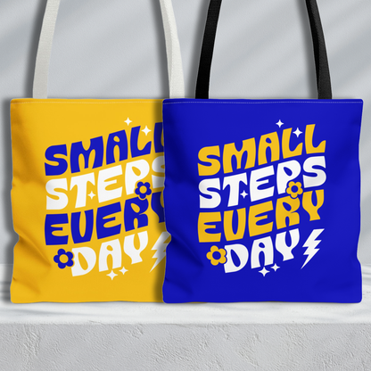 Small Steps Everyday Tote Bag | Blue and Gold