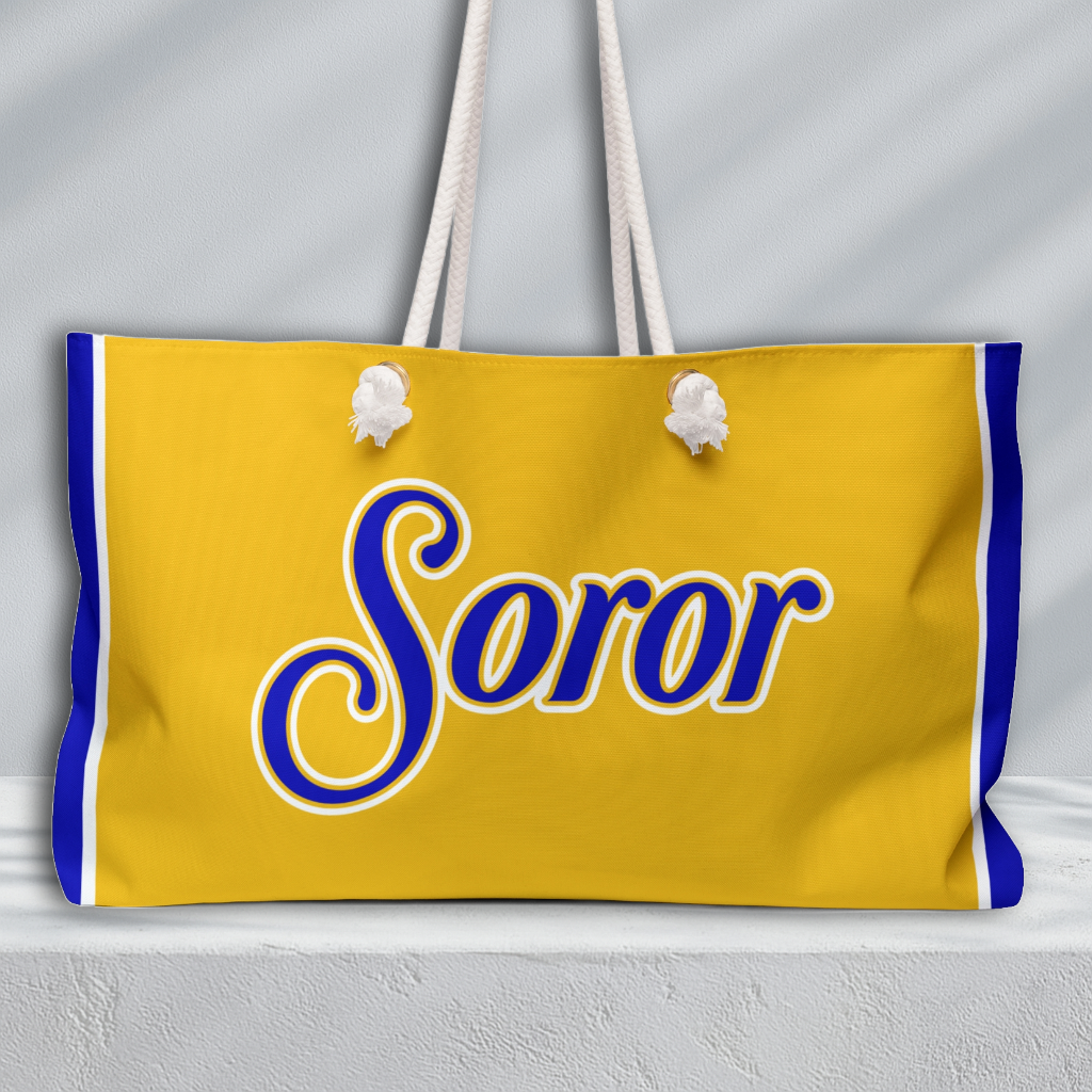 Soror Tri-Color Weekend Travel Bag | Blue and Gold