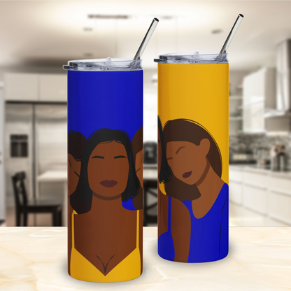 Sorors Trio Illustration Tumbler | Legacy in Service Collection | Blue and Gold