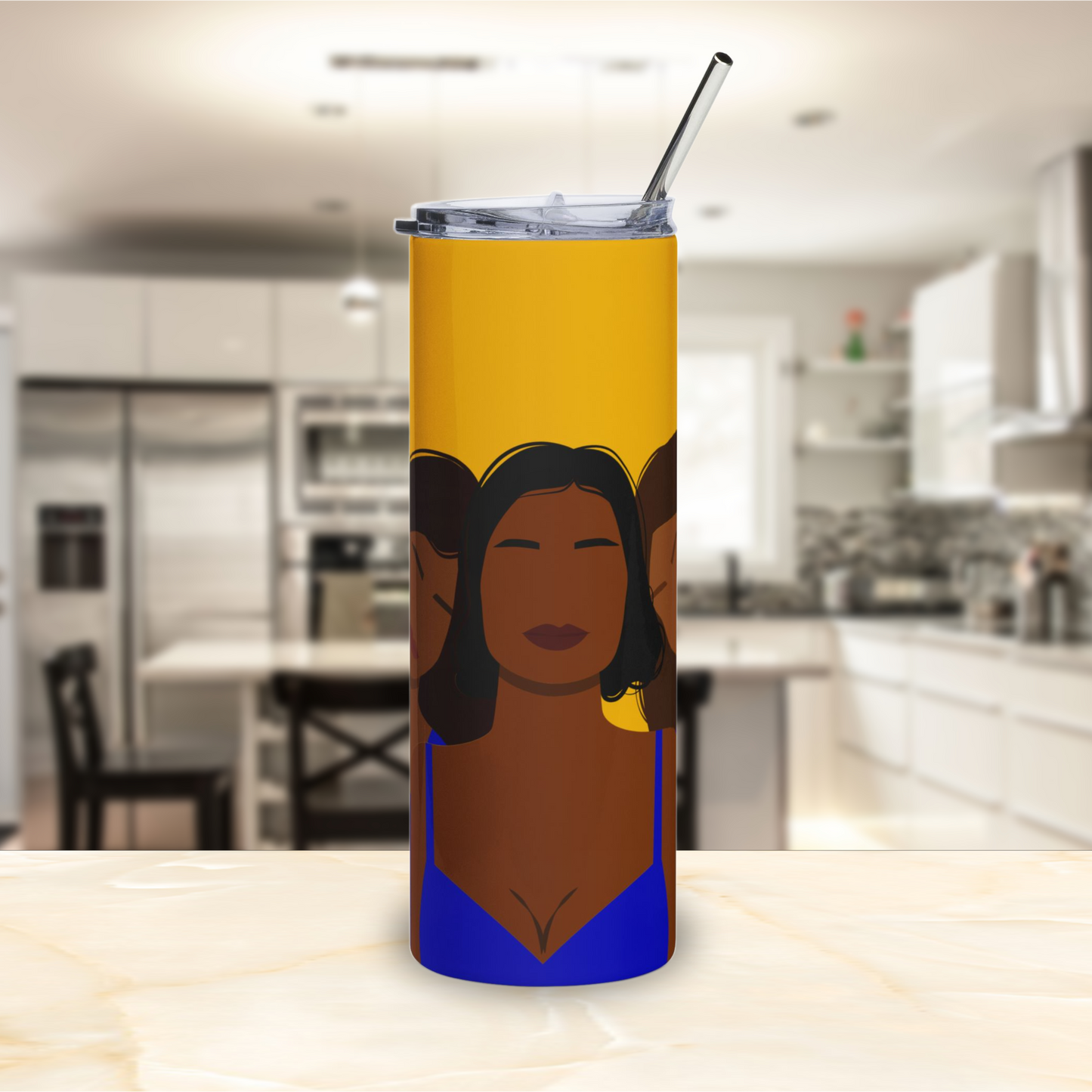 Sorors Trio Illustration Tumbler | Legacy in Service Collection | Blue and Gold