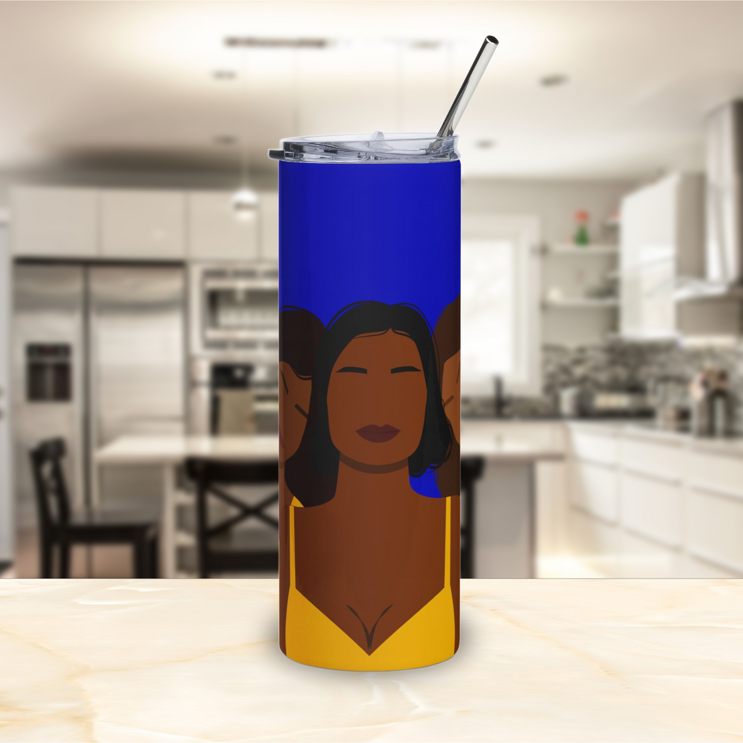 Sorors Trio Illustration Tumbler | Legacy in Service Collection | Blue and Gold
