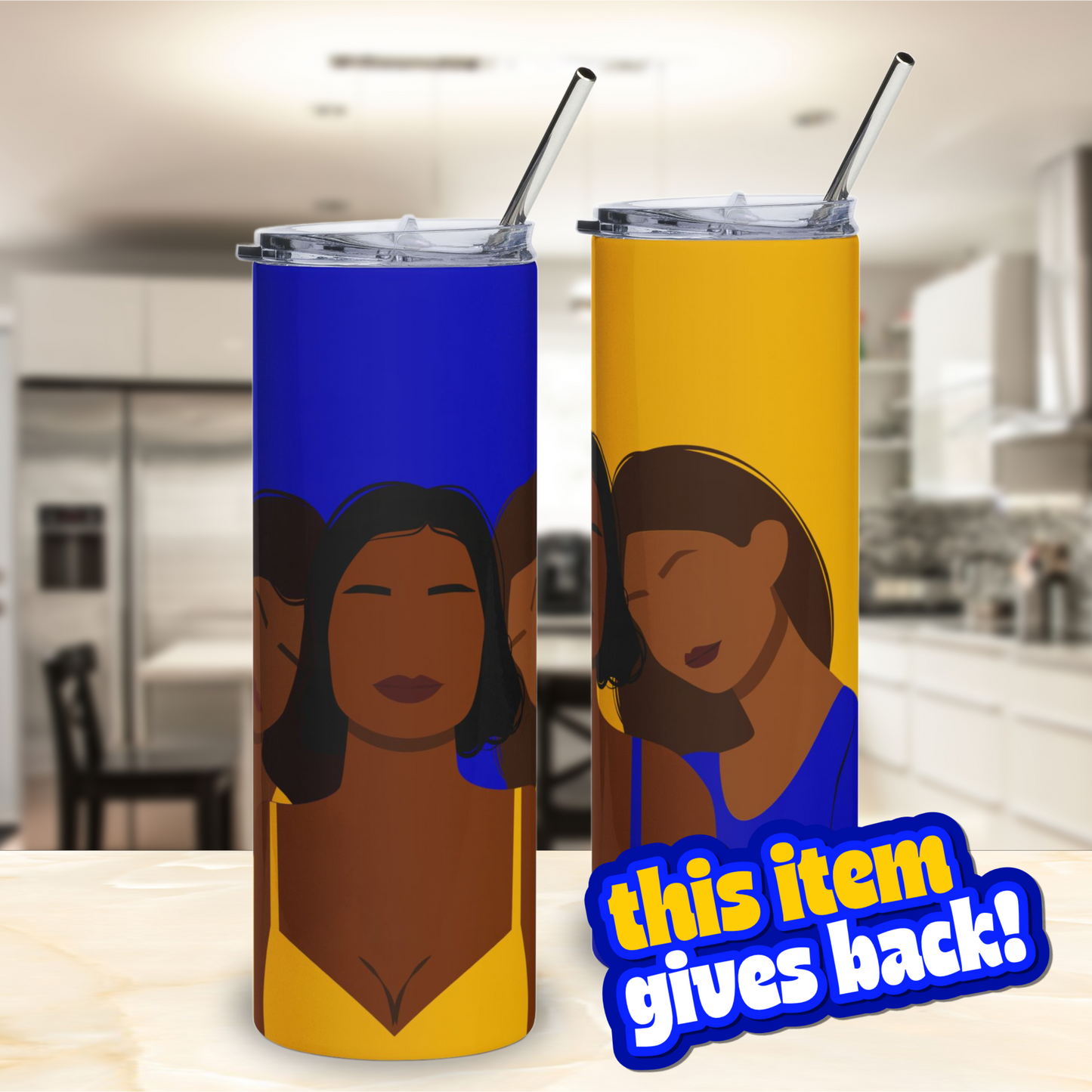 Sorors Trio Illustration Tumbler | Legacy in Service Collection | Blue and Gold