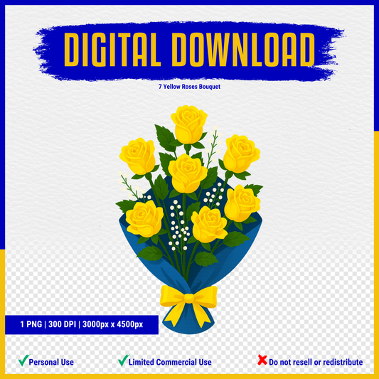 Yellow Rose Bouquet Clip Art (Digital Download)
