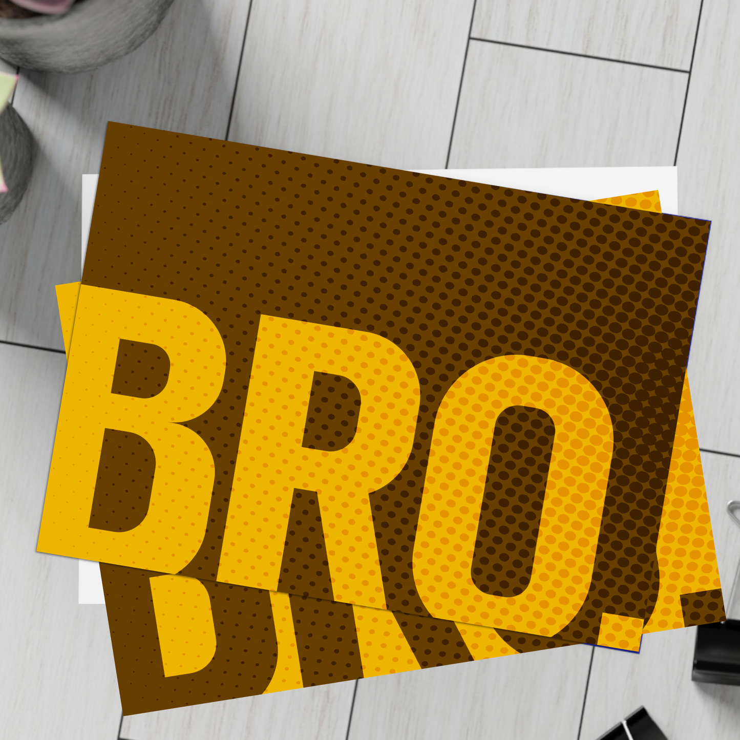 Bro. – Folded Greeting Card | Brown and Gold | Single & Bulk