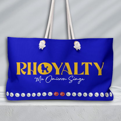 Personalized Rhoyalty Pearls and Rubies Weekend Travel Bag | Blue and Gold