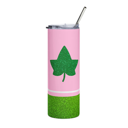 Faux Glitter Ivy Icon Stainless Steel Tumbler | Pink and Green