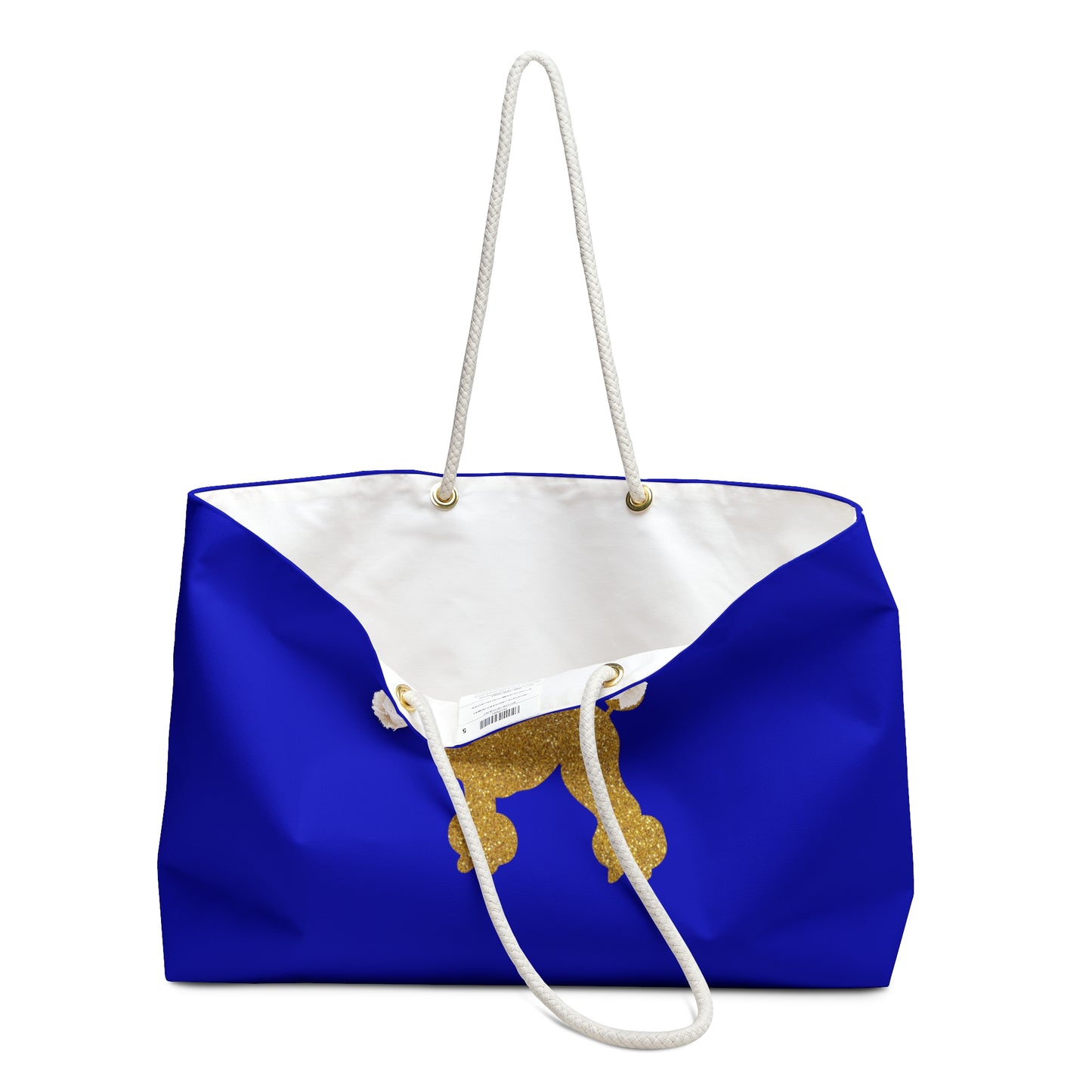 Faux Glitter Poodle Icon Weekend Travel Bag | Blue and Gold