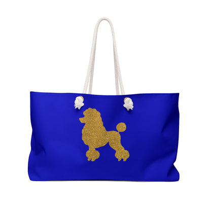Faux Glitter Poodle Icon Weekend Travel Bag | Blue and Gold