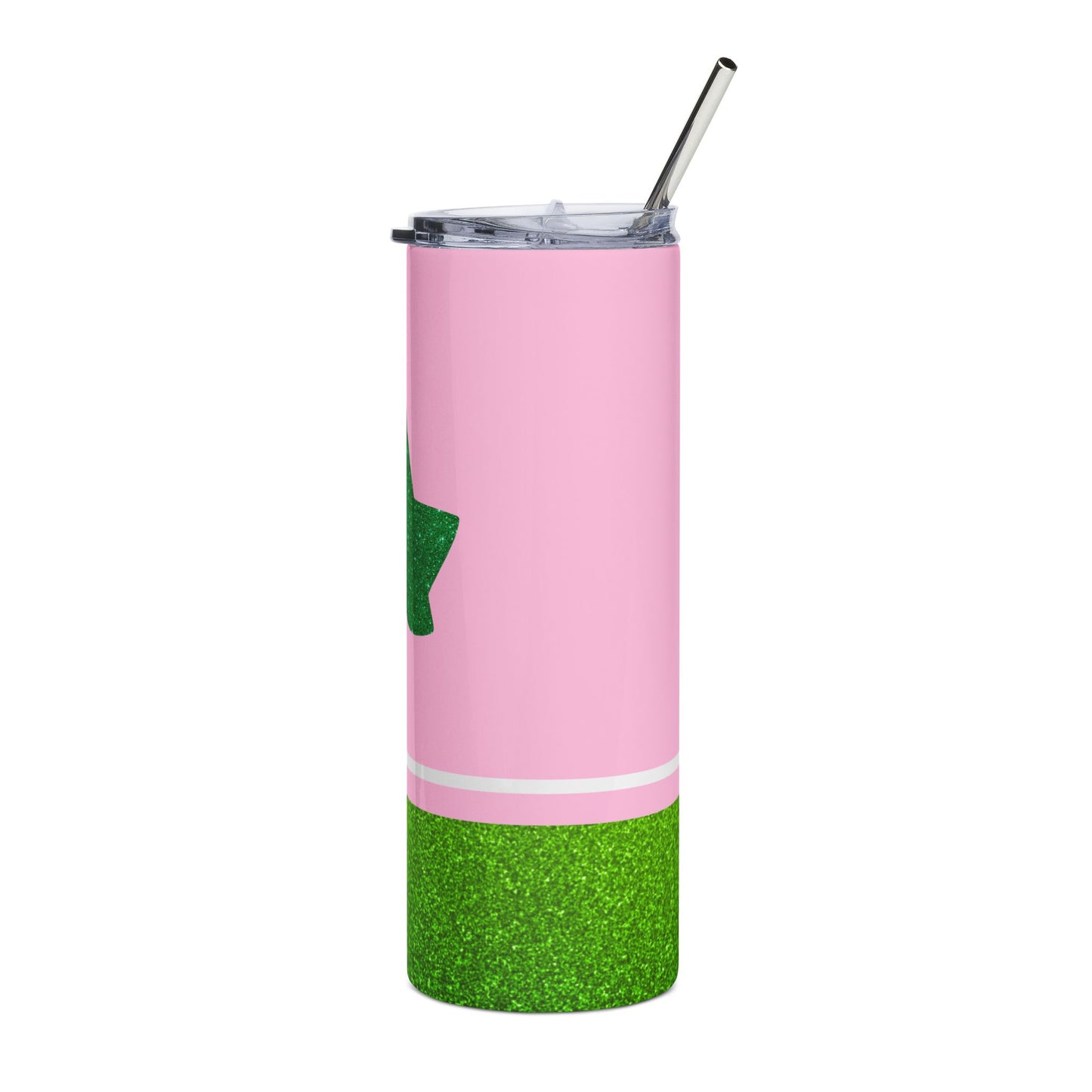 Faux Glitter Ivy Icon Stainless Steel Tumbler | Pink and Green