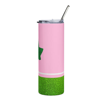 Faux Glitter Ivy Icon Stainless Steel Tumbler | Pink and Green