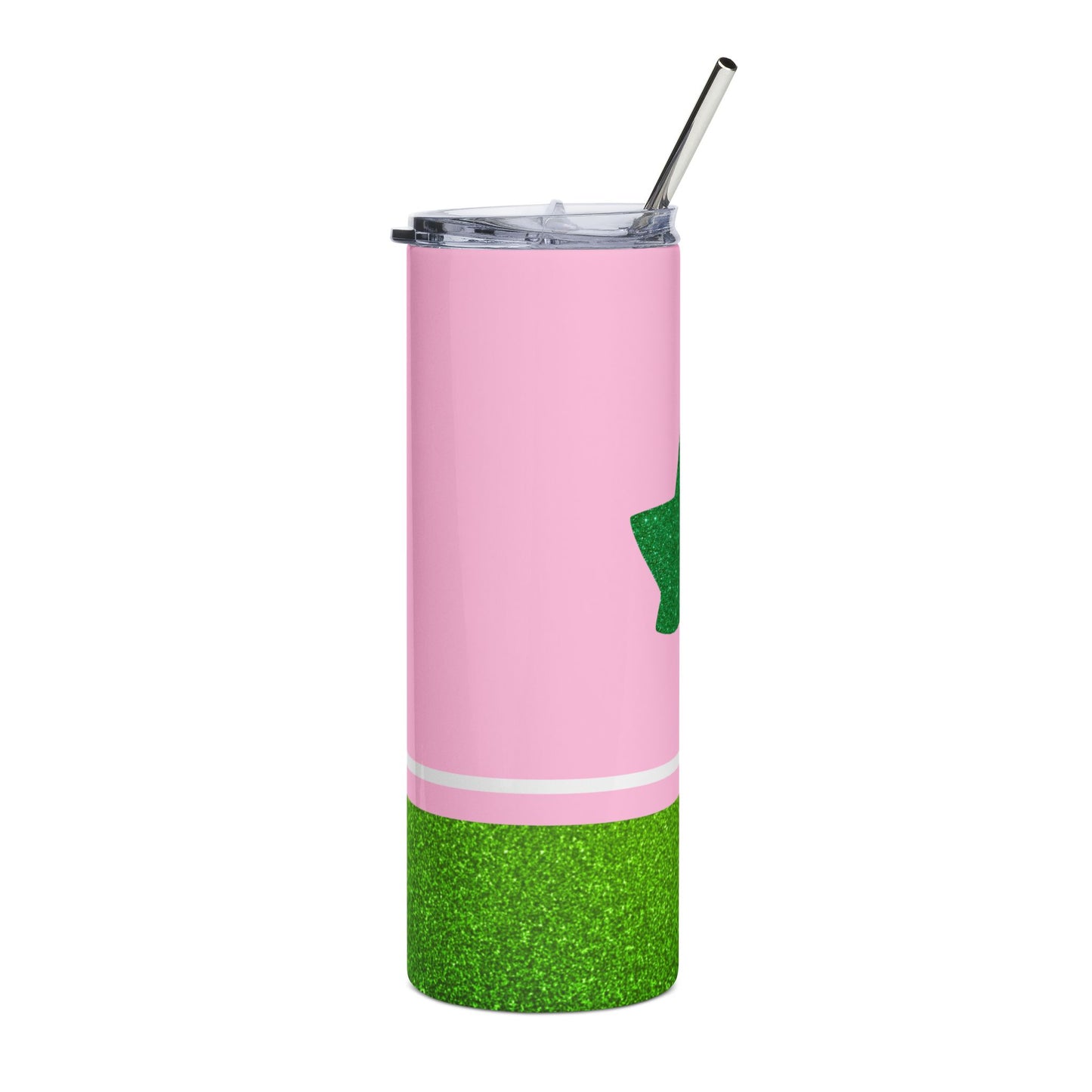 Faux Glitter Ivy Icon Stainless Steel Tumbler | Pink and Green