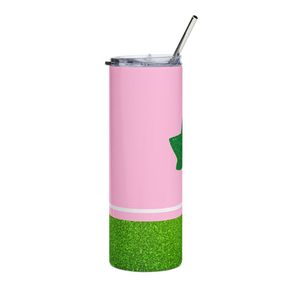 Faux Glitter Ivy Icon Stainless Steel Tumbler | Pink and Green