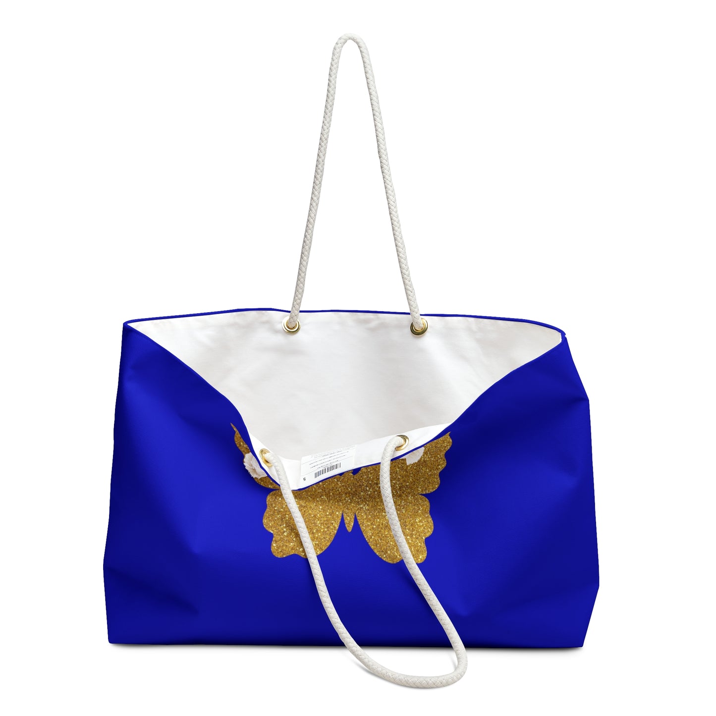 Faux Glitter Butterfly Icon Weekend Travel Bag | Blue and Gold