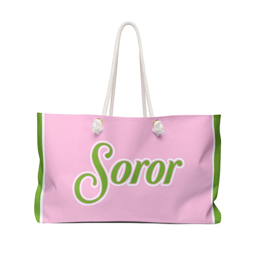 Soror Tri-Color Weekend Travel Bag | Pink and Green