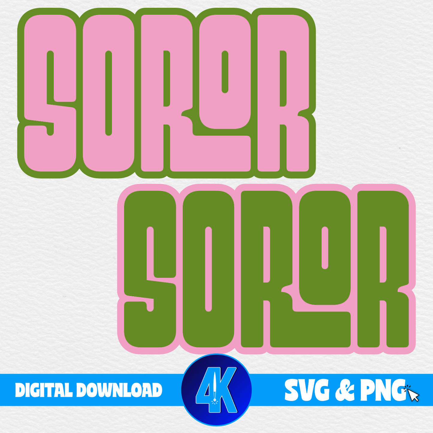Soror - Powerline | Pink & Green | SVG & PNG