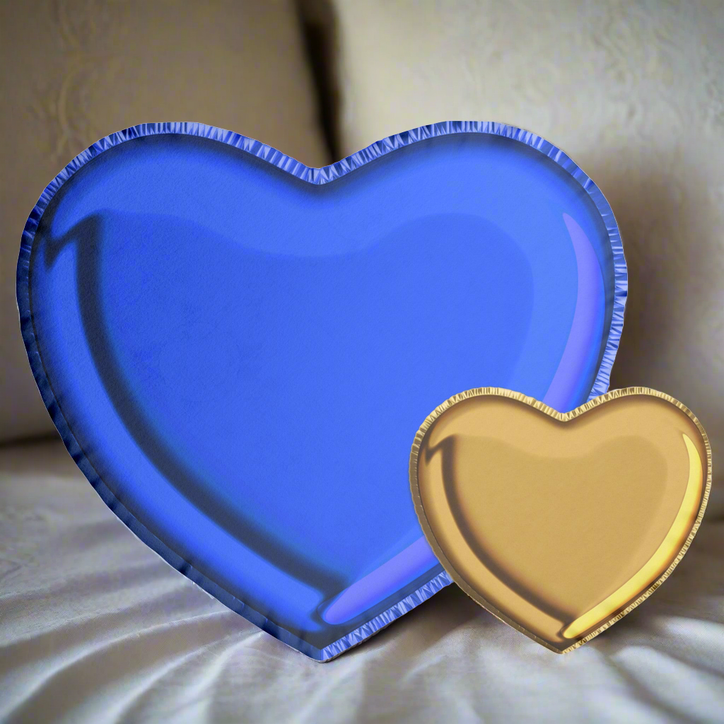 Blue and gold heart shaped pillow