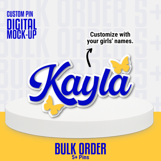 NEW!! CUSTOM Name Pin with Butterflies (Bulk order 5+)