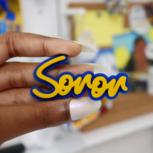 "Soror" Pin- Blue and Gold