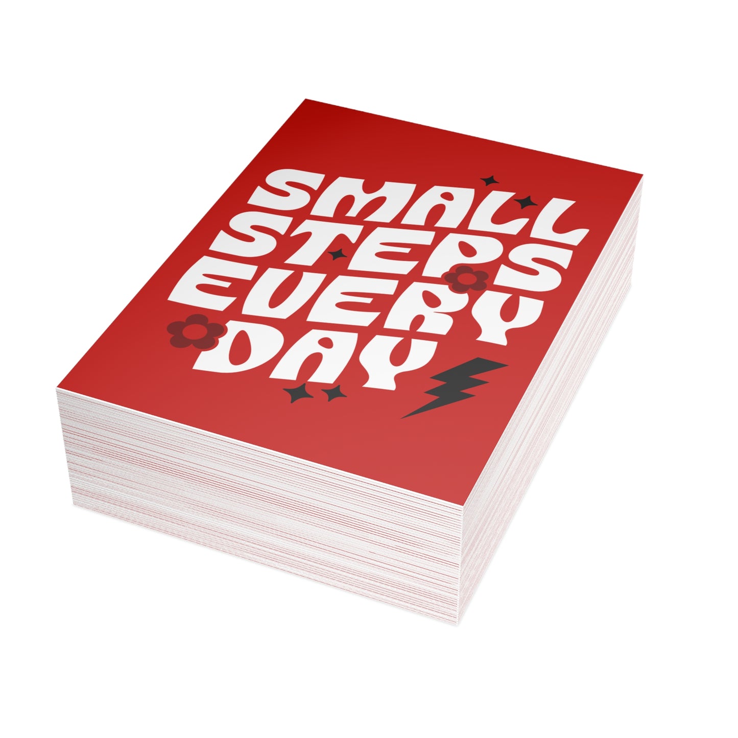 Small Steps Everyday – Folded Greeting Card | Red and White | Single & Bulk