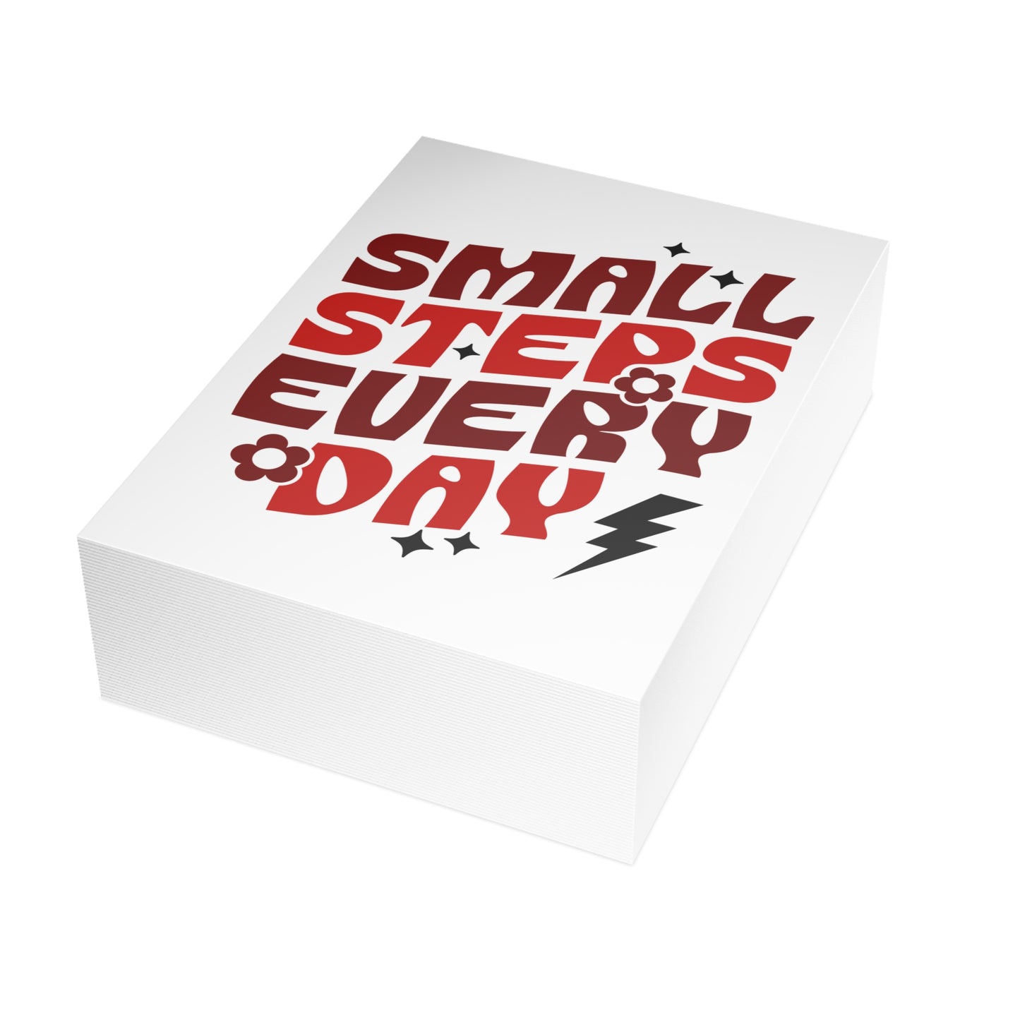 Small Steps Everyday – Folded Greeting Card | Red and White | Single & Bulk