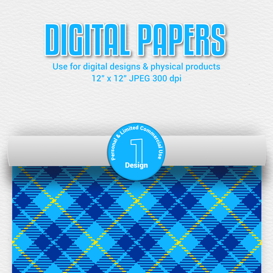 NEW!! Digital Papers Light Blue Tartan/Plaid (Digital Download)