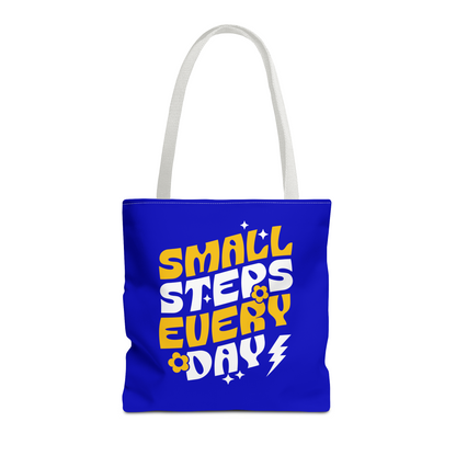 Small Steps Everyday Tote Bag | Blue and Gold