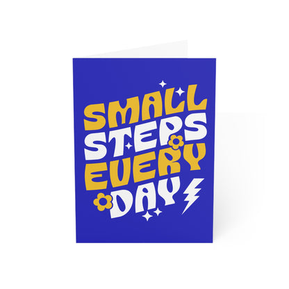 Small Steps Everyday – Folded Greeting Card | Bulk Pack | Blue and Gold
