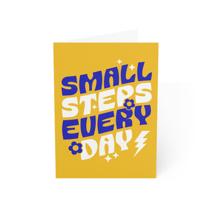 Small Steps Everyday – Folded Greeting Card | Bulk Pack | Blue and Gold