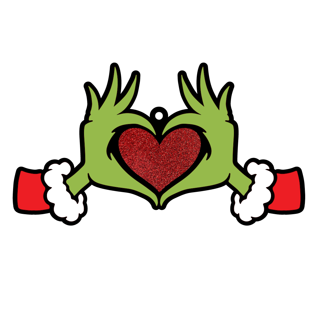 Grinch Heart Ornament - Customizable