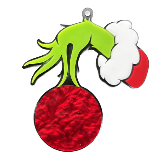 Grinch Holding Bauble Ornament- Customizable