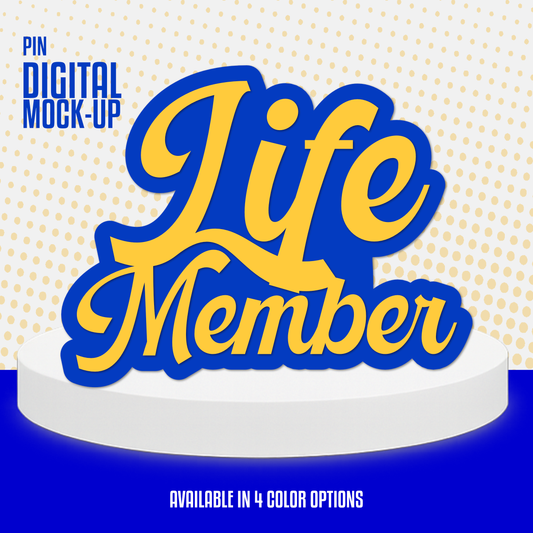 NEW DESIGN! Blue and Gold Life Member Acrylic Pin