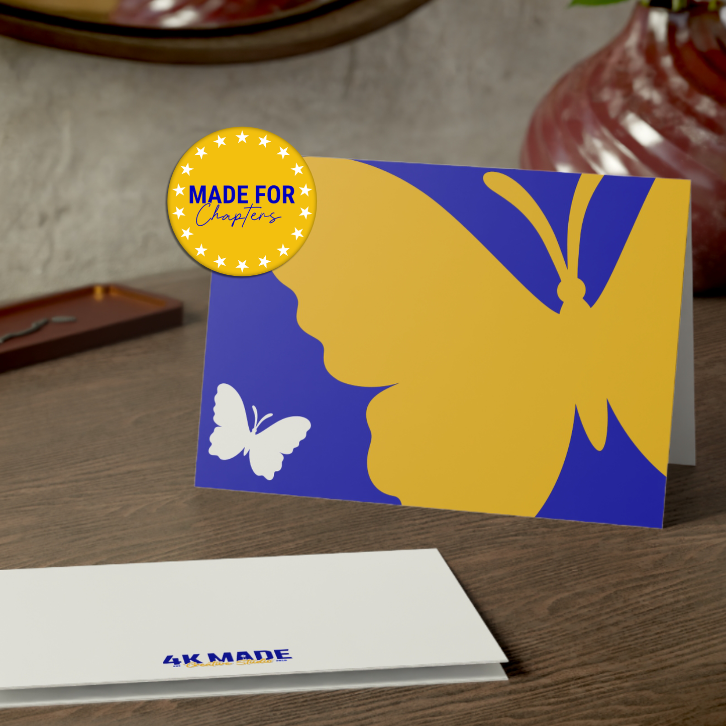 Butterflies Folded Greeting Card | Bulk Pack | Blue and Gold