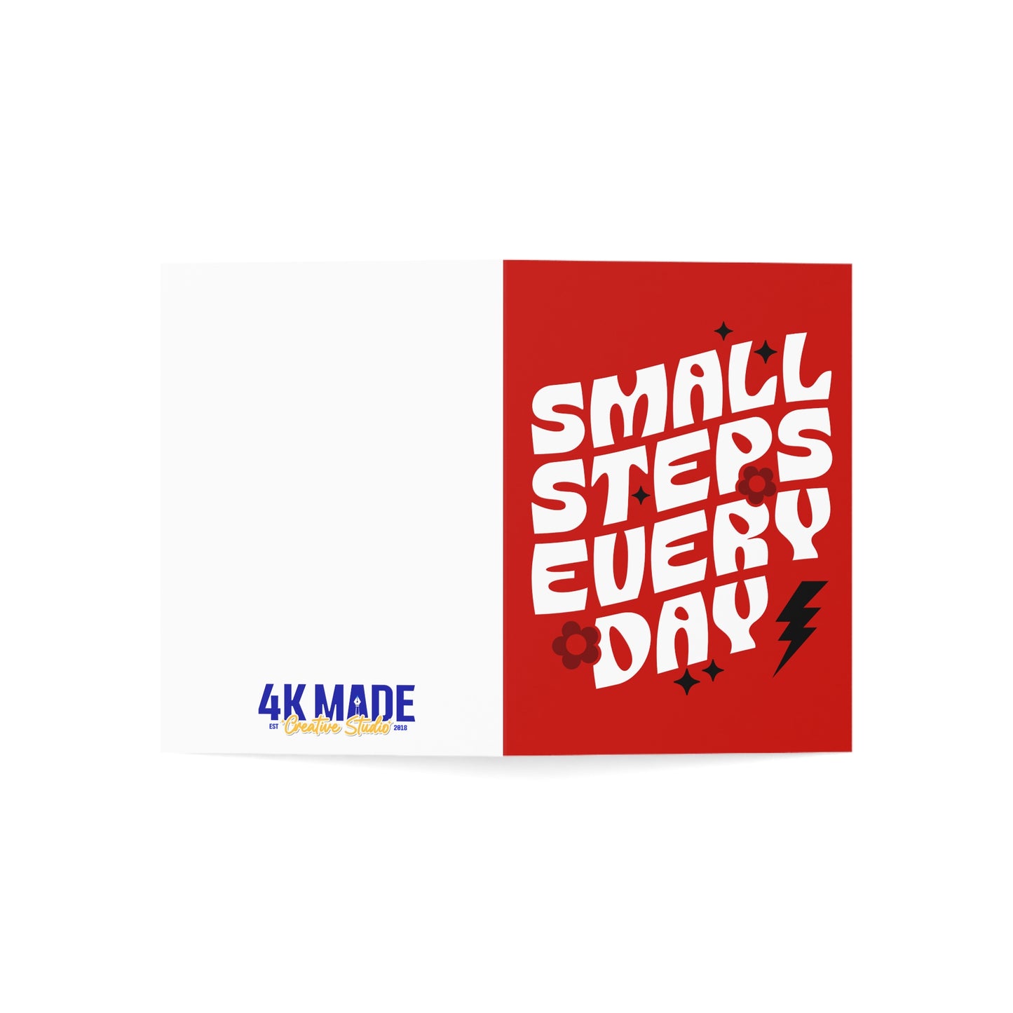 Small Steps Everyday – Folded Greeting Card | Red and White | Single & Bulk