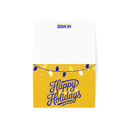 Happy Holidays – Folded Greeting Card | Multiple Designs | Blue and Gold | Single & Bulk
