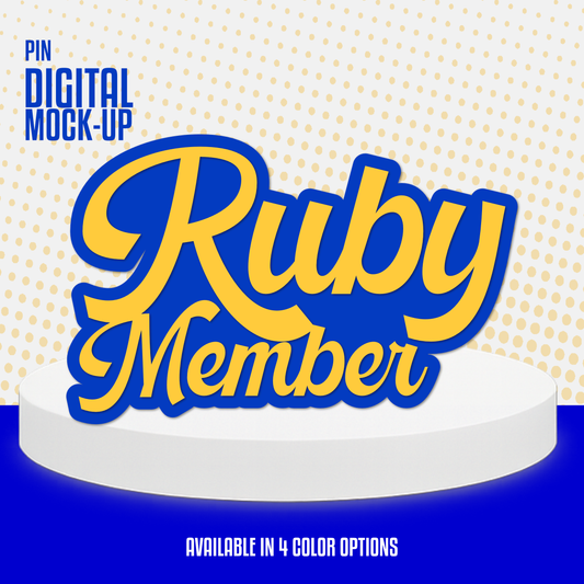 NEW DESIGN! Blue and Gold Ruby Member Acrylic Pin