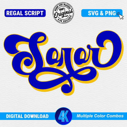 Soror - Regal Script | Blue & Gold | SVG & PNG