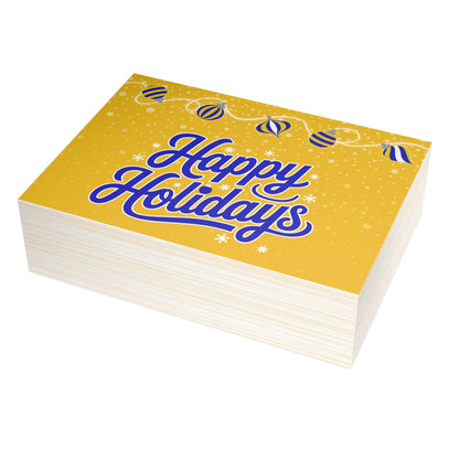 Happy Holidays – Folded Greeting Card | Multiple Designs | Blue and Gold | Single & Bulk