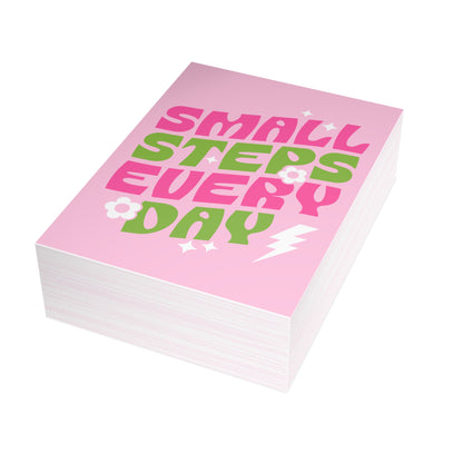 Small Steps Everyday – Folded Greeting Card | Pink and Green | Single & Bulk