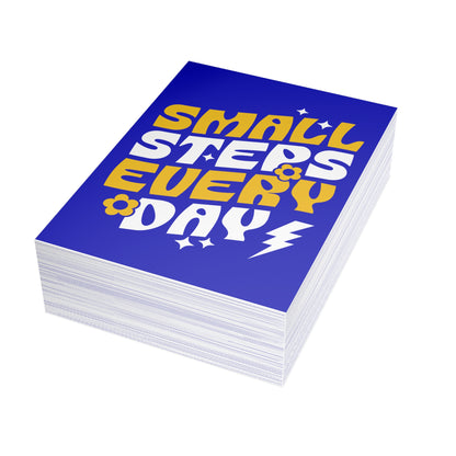 Small Steps Everyday – Folded Greeting Card | Bulk Pack | Blue and Gold