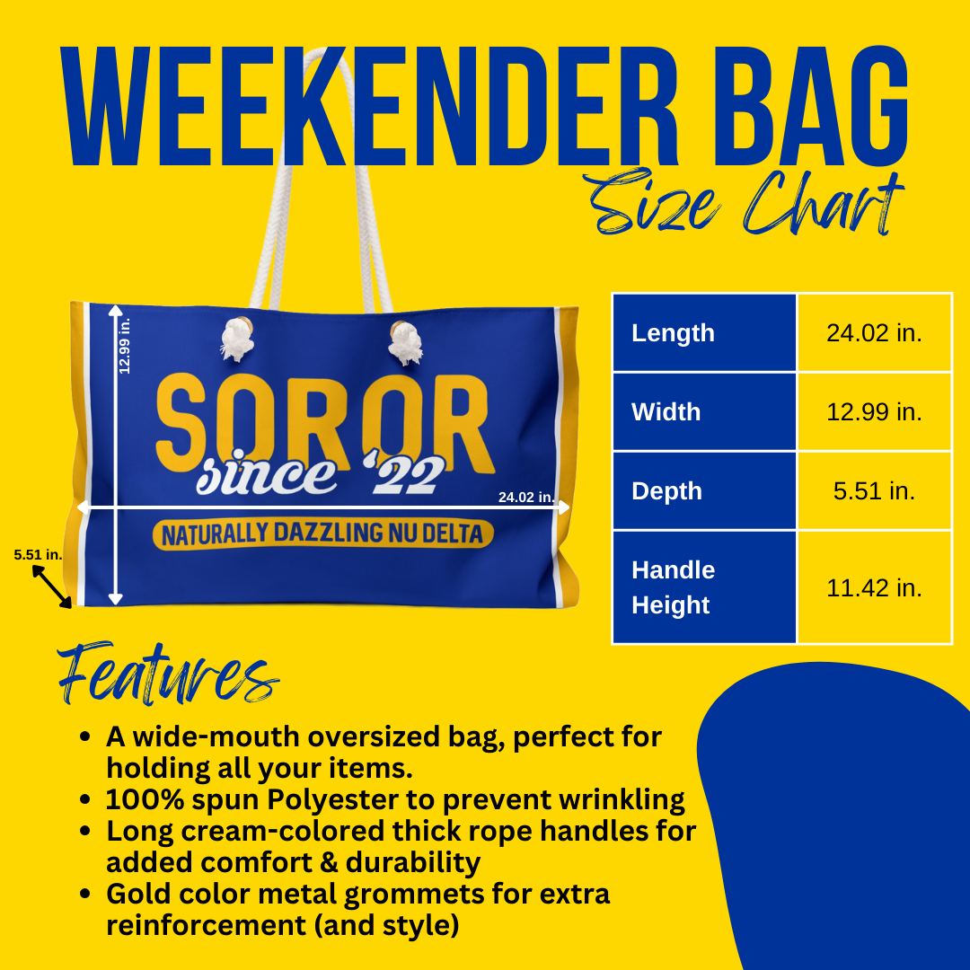 Rep your year XL SGRho weekend bag