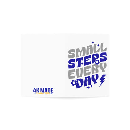Zeta Motivational quote 'Small Steps Every Day' with '4K Made' branding on a white background