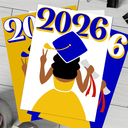 Class of 2026 – Graduation Celebration Greeting Card (Bulk Pack) | Blue & Gold