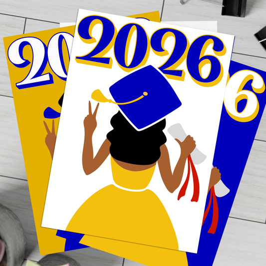 Class of 2026 – Graduation Celebration Greeting Card (Bulk Pack) | Blue & Gold